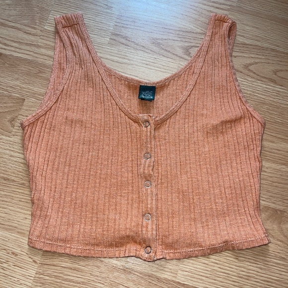 wild fable Tops - Wild Fable Orange Knit Cropped Sleeveless Button Up Top Size Medium